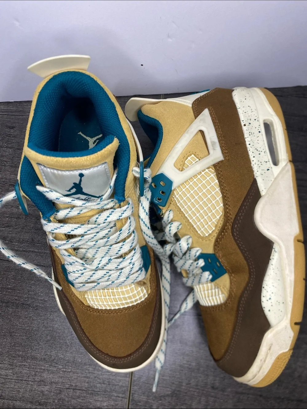 Jordan Men’s Brown, Tan & Teal Retro Basketball Sneakers